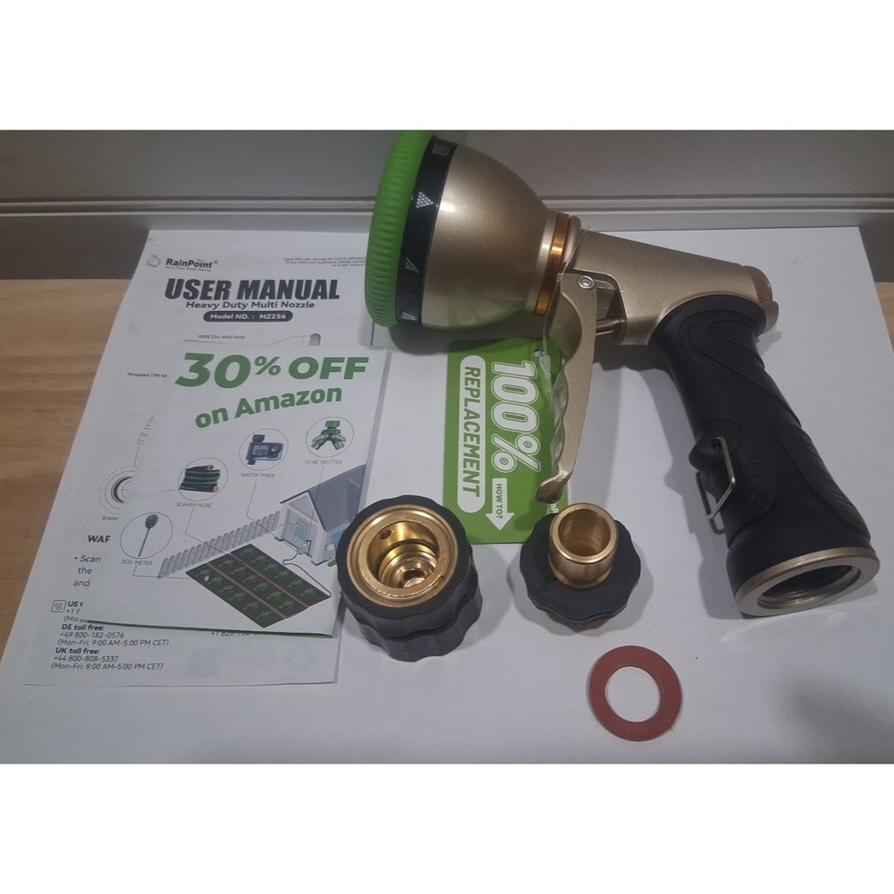 RAINPOINT Garden Hose Nozzle, Heavy Duty Metal Water Sprayer w/ Quick Connect